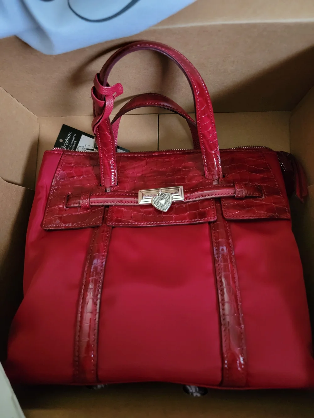 Brighton Red Heart Lock Satchel Backpack Cross Body